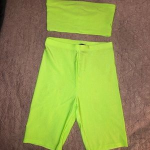 Two piece neon green set